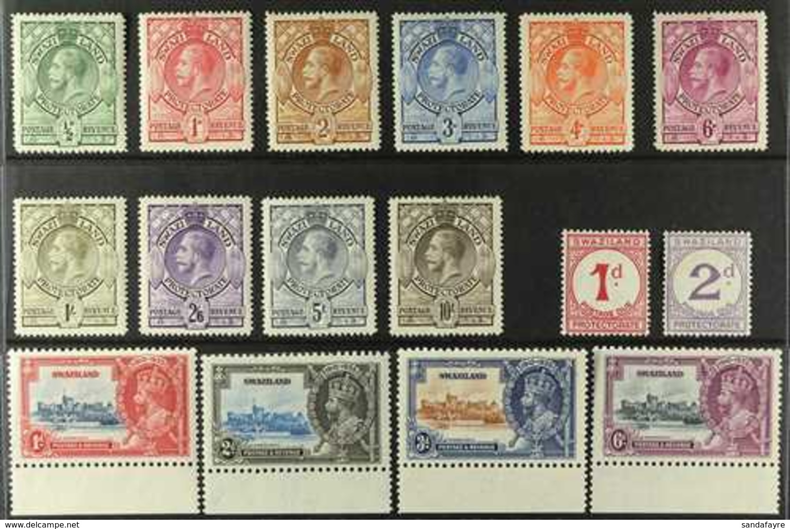 1933-35 KGV MINT COLLECTION Presented On A Stock Card That Includes All Issues Of This Reign, The 1933 Portrait Set (SG  - Swaziland (...-1967)