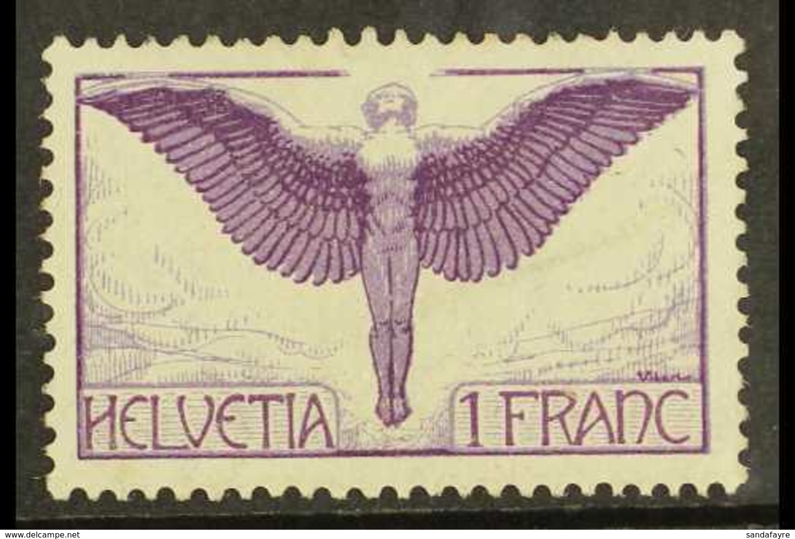 1924 1Fr Dark Violet Icarus, Ordinary Paper, Mi 191x, Never Hinged Mint For More Images, Please Visit Http://www.sandafa - Altri & Non Classificati