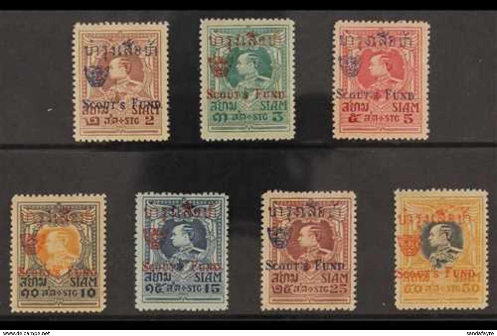 1921 Scouts Fund (Air) Complete Overprinted Set, SG 223/229, Mint. (7 Stamps) For More Images, Please Visit Http://www.s - Thailand