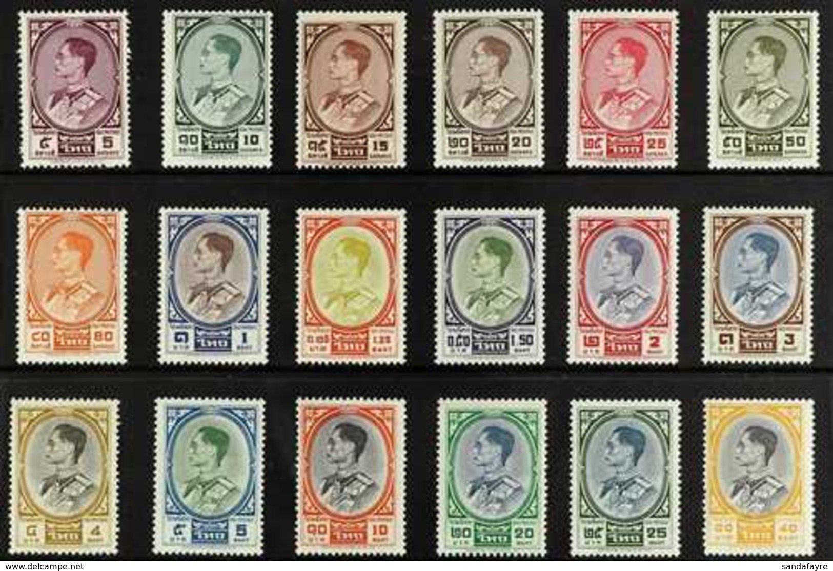 1961-68 King Bhumibol Definitive Set, Scott 348/362A, SG 422/39, Never Hinged Mint (18 Stamps) For More Images, Please V - Thaïlande