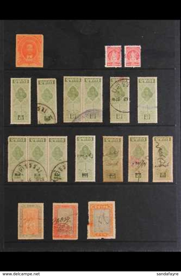 REVENUE STAMPS 1883 To 1950's Mostly Used Collection. With General Revenue 1883 1 Sik Vermilion Mint, Plus A Range Of La - Tailandia