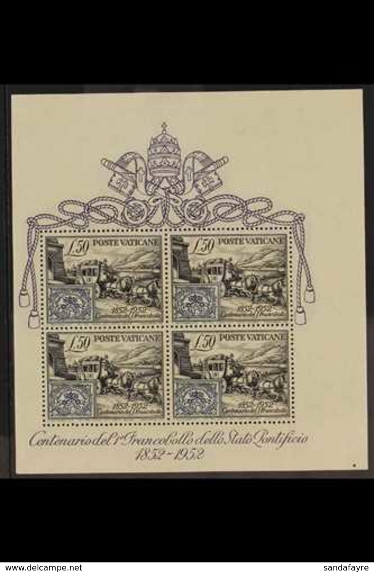 1952 Papal Stamp Centenary Miniature Sheetlet Of 4 X 50L, SG MS 176a, Mi Block 1, Never Hinged Mint For More Images, Ple - Autres & Non Classés