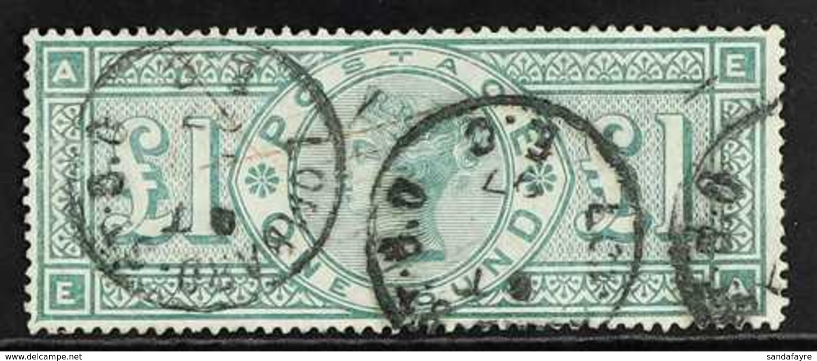 1891 £1 Green, SG 212, Used With Cds Cancellations And Trace Of Red Crayon. Fresh With Full Perfs. For More Images, Plea - Altri & Non Classificati