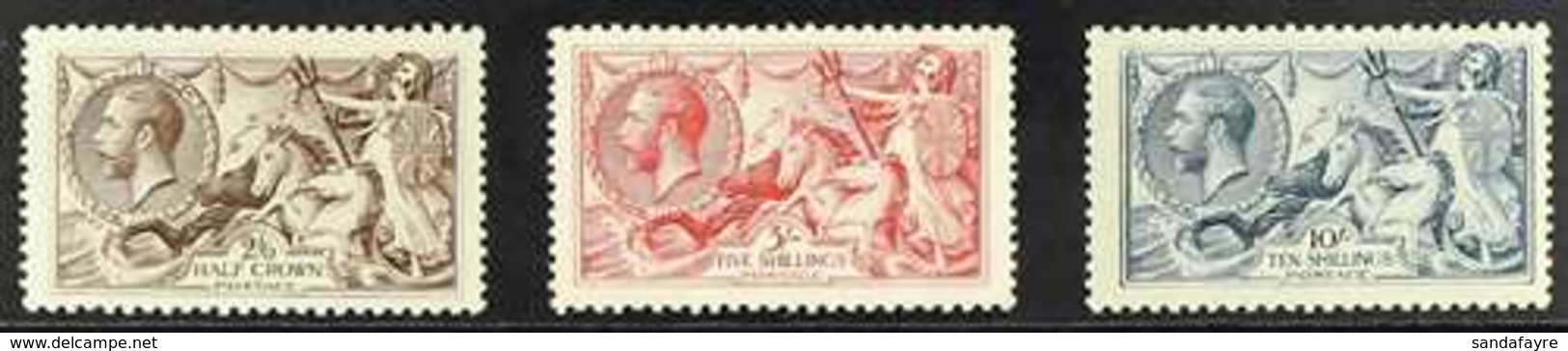 1918-19 SEAHORSES Bradbury Wilkinson 2s6d Pale Brown, %s Rose-red And 10s Dull Grey-blue, SG 415a/17, Very Fine Lightly  - Non Classés