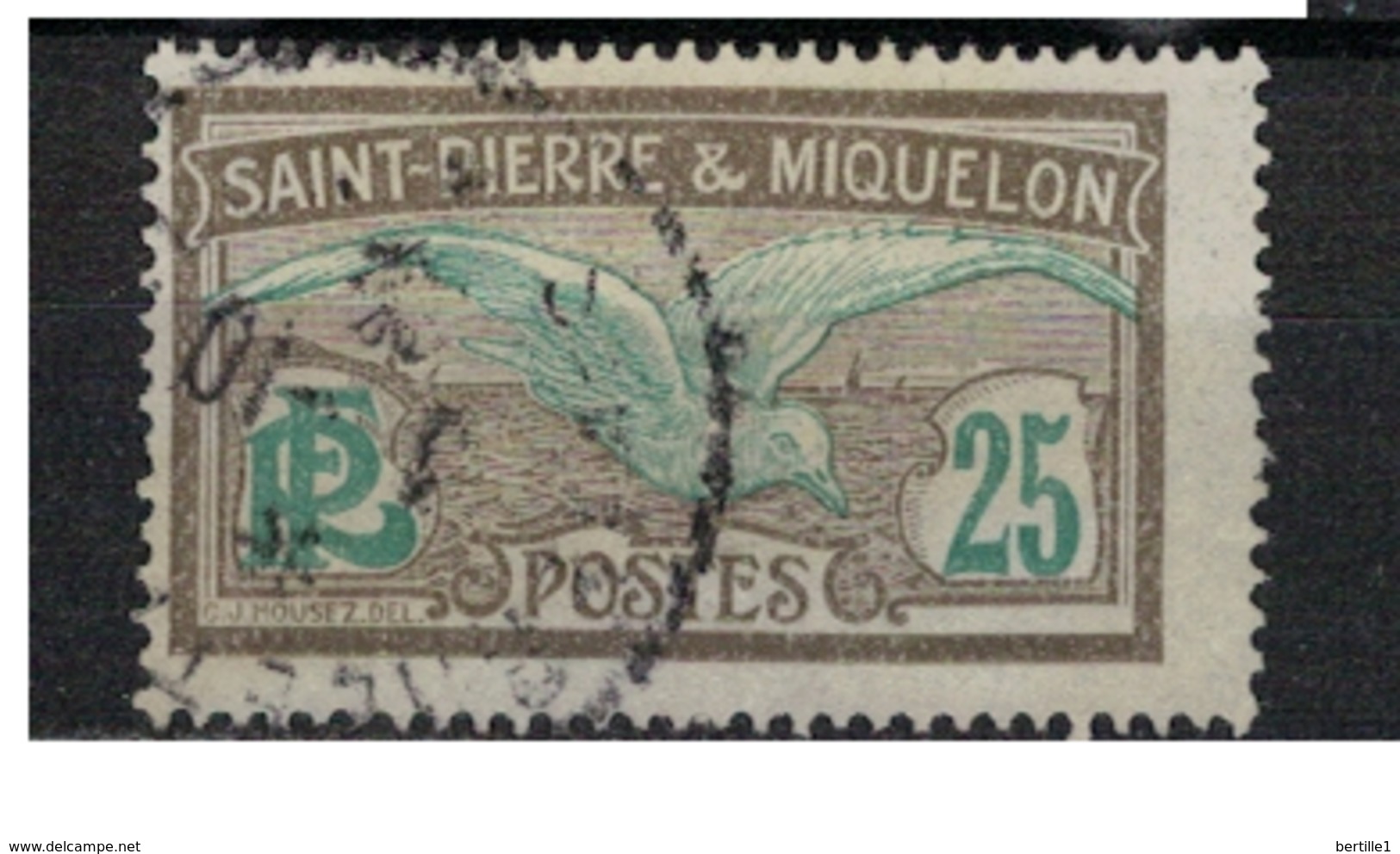 ST PIERRE ET MIQUELON          N°  YVERT  :  110  ( 3 )     OBLITERE       ( Ob   5/61  ) - Usados