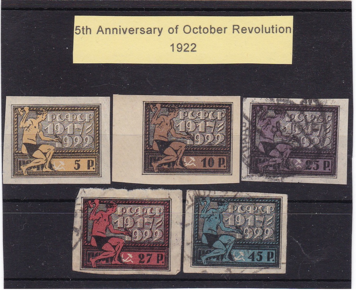 # 11322 Russia 1922, Full Set Imperforated, MH, Used, Michel 191 - 95: 5th October Revolution - Ungebraucht