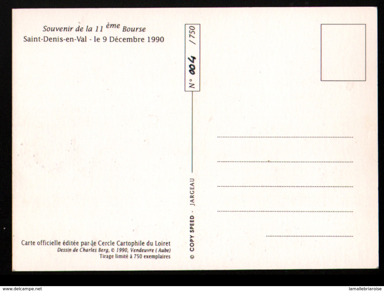 45, 11 ème Bourse De Cartes Postales,St Denis En Val,9-12-1990, Theme Les Canaux Du Loiret - Bourses & Salons De Collections