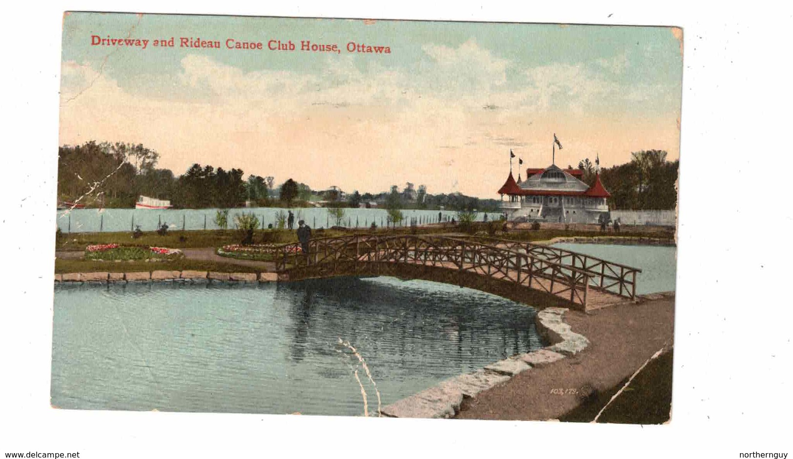 OTTAWA, Ontario, Canada, Driveway And Rideau Canoe Club House, 1913 Postcard - Ottawa