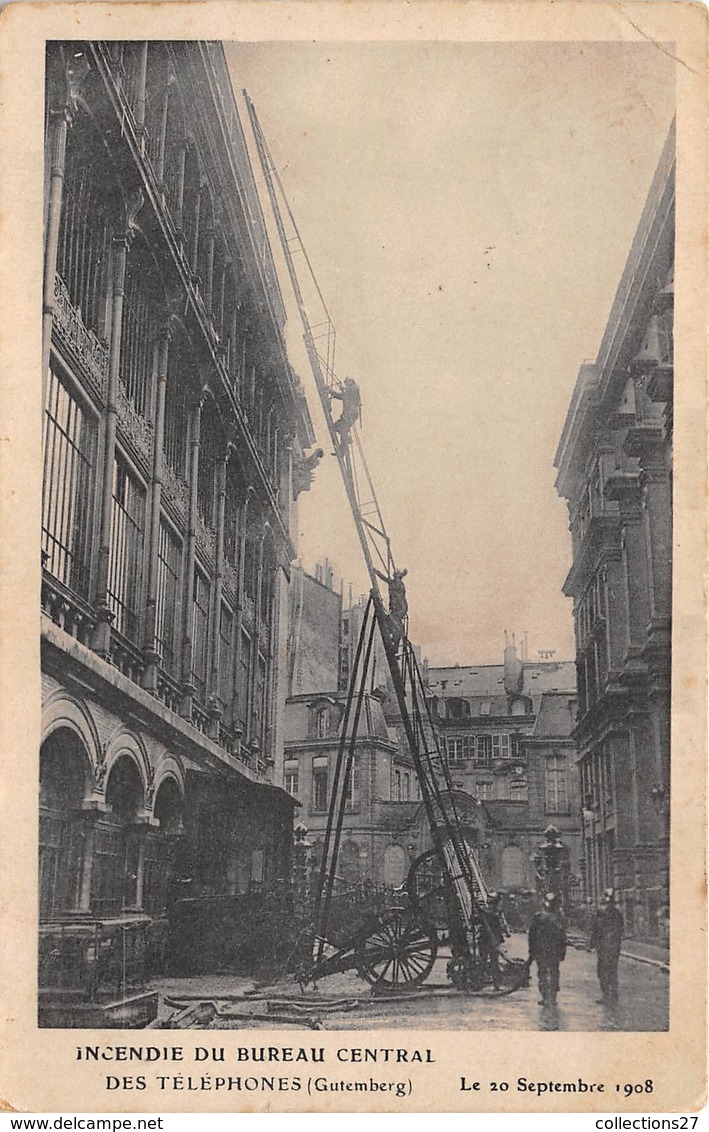 75015-PARIS-RUE GUTEMBERG- INCENDIE DU BUREAU CENTRAL DES TELEPHONES SEPTEMBRE 1908 - Arrondissement: 15