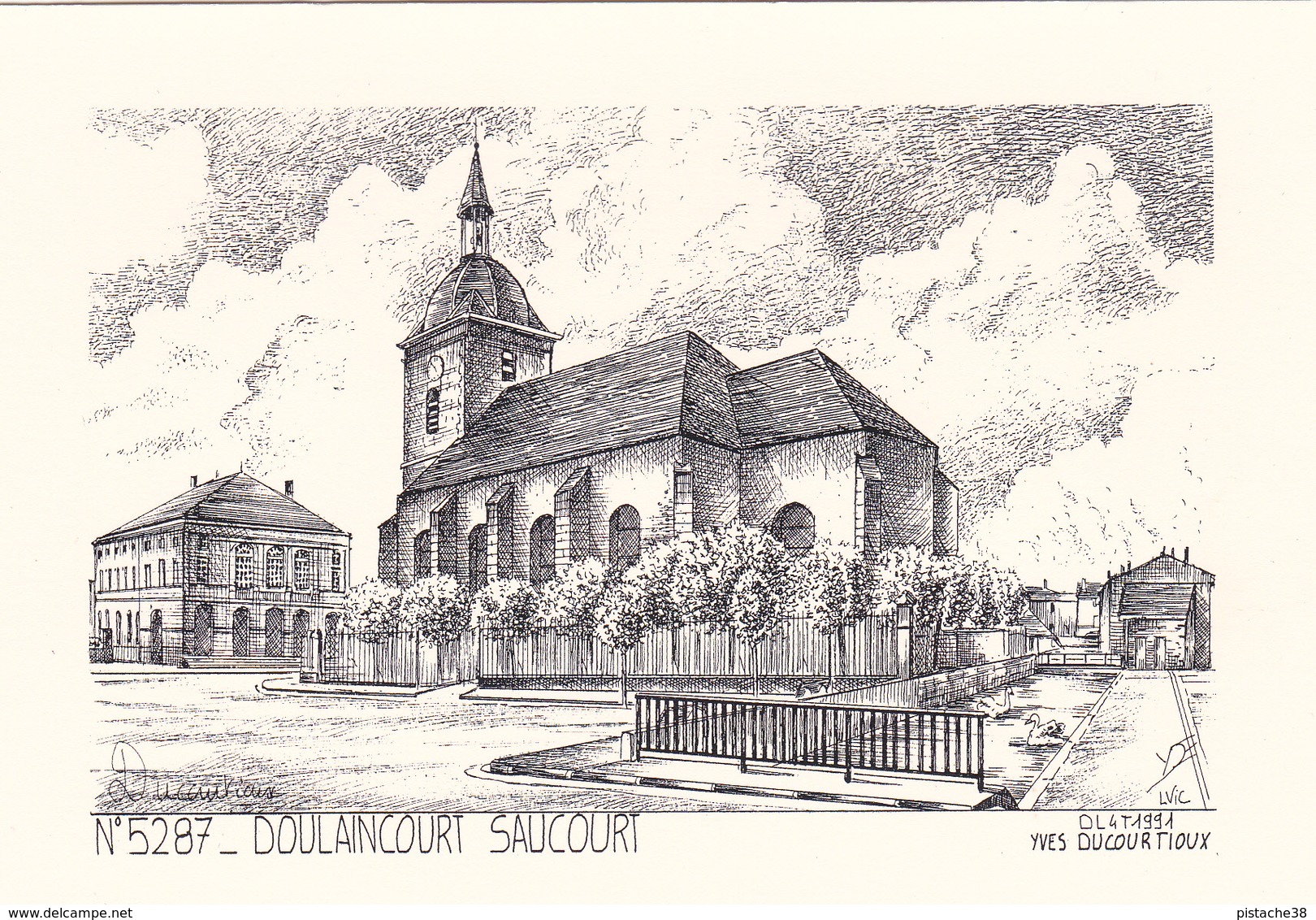 52 - DOULAINCOURT SAUCOURT - Eglise, Dessin De Yves Ducourtioux - Série Sites Et Monuments (Cartes Fines) - Doulaincourt