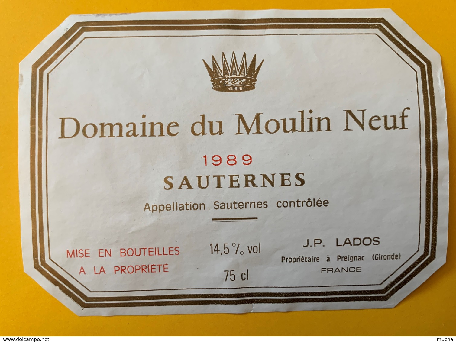 12663 - Domaine Du Moulin Neuf 1989 Sauternes - Bordeaux