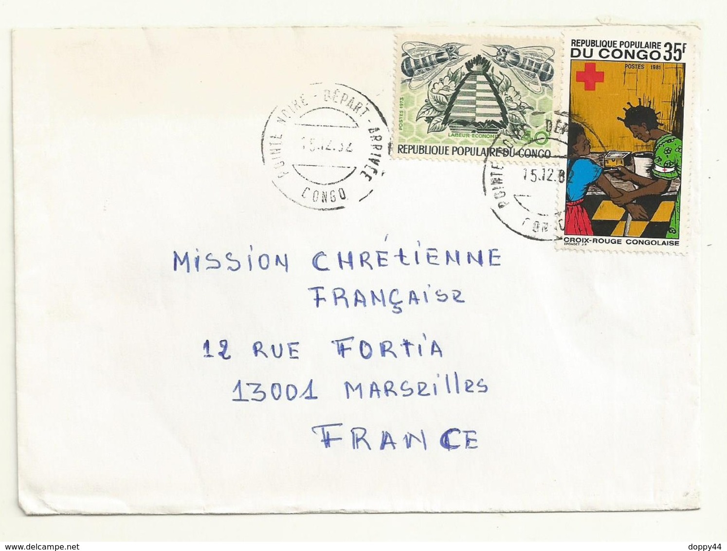 CONGO  TP  CROIX  ROUGE  1981   SUR LETTRE - Oblitérés