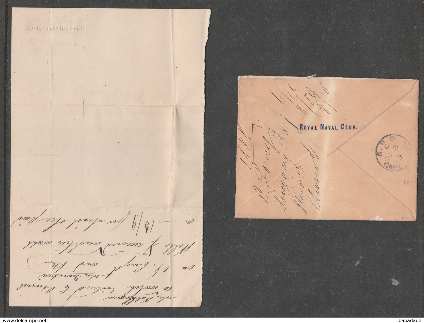 Royal Naval Club Envelope, + Paper, / H.M.S.RALEIGH, Used 2d, SIMONSTOWN 8 OC 88 Hooded C.d.s. > G.P.O. CAPE TOWN - Cape Of Good Hope (1853-1904)