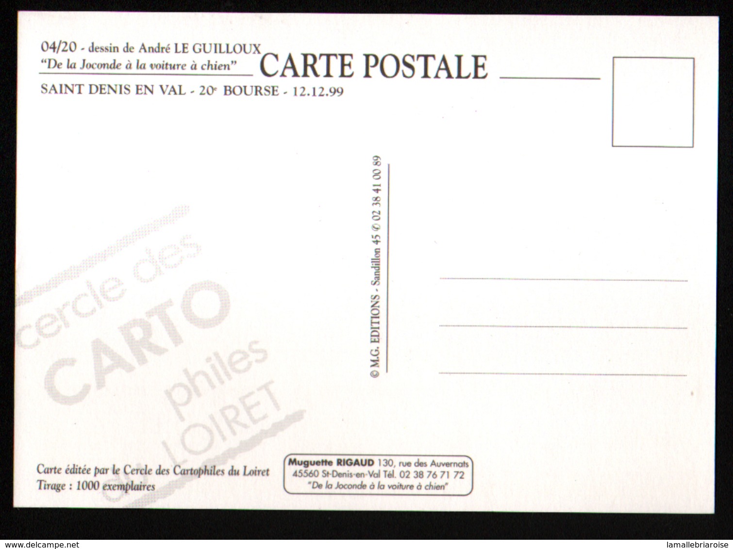 45, 20ème bourse de cartes postales,St Denis en val, 12-12-1999, serie complète de 20 cartes