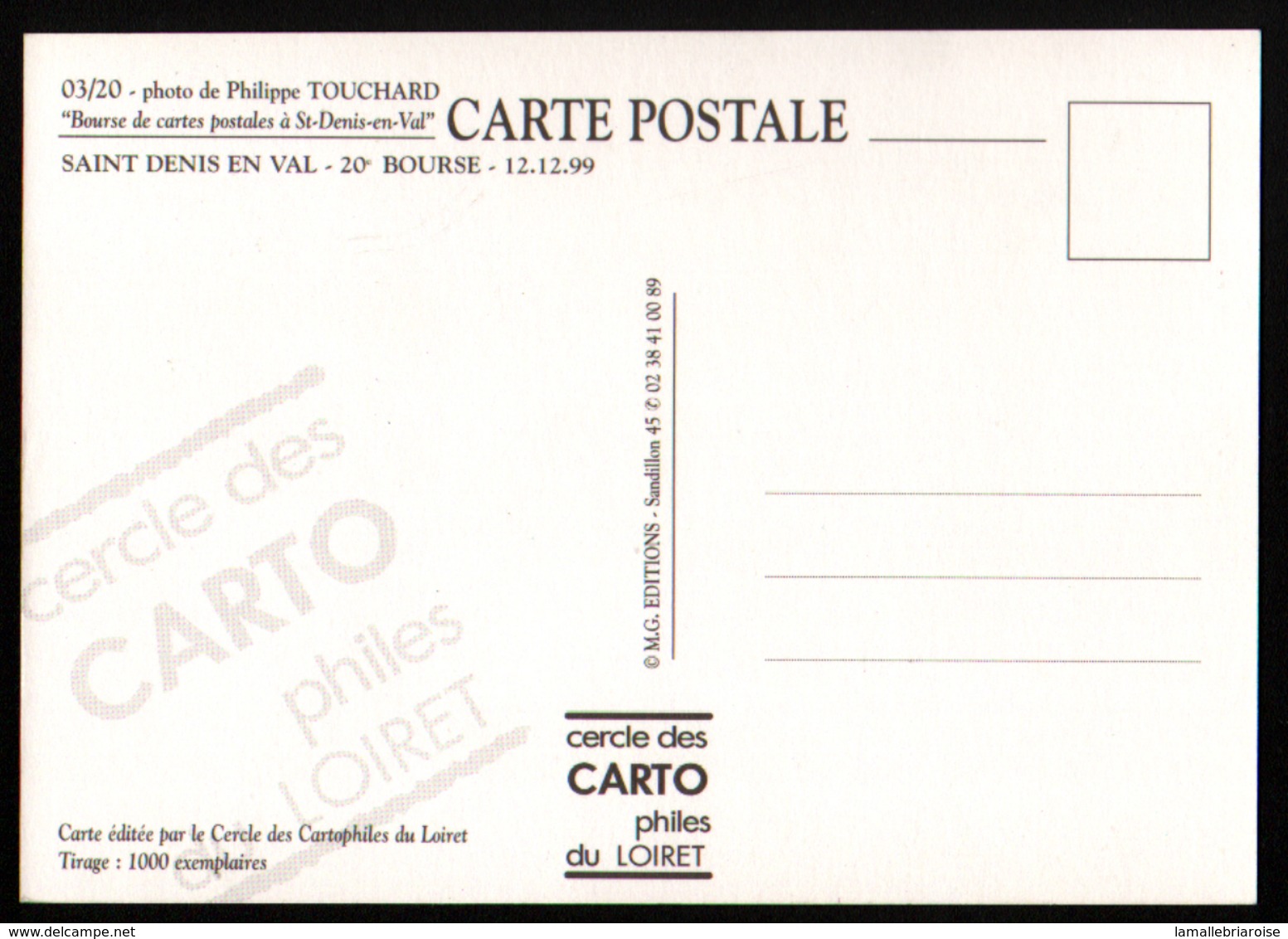 45, 20ème bourse de cartes postales,St Denis en val, 12-12-1999, serie complète de 20 cartes