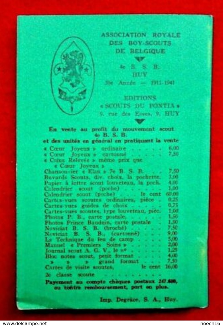 Livret Chansonnier Scout "Coins Relevés"- 1941- Huy- Unité Du Pontia - Padvinderij