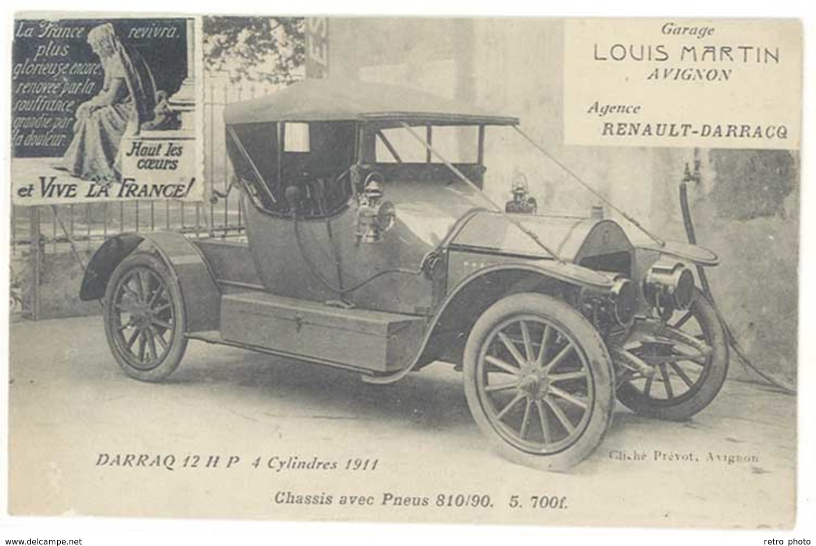 Cpa Louis Martin Avignon - Agence Renault-Darracq - Darraq 12 H.P. 4 Cylindres 1911  ( état ) - Avignon