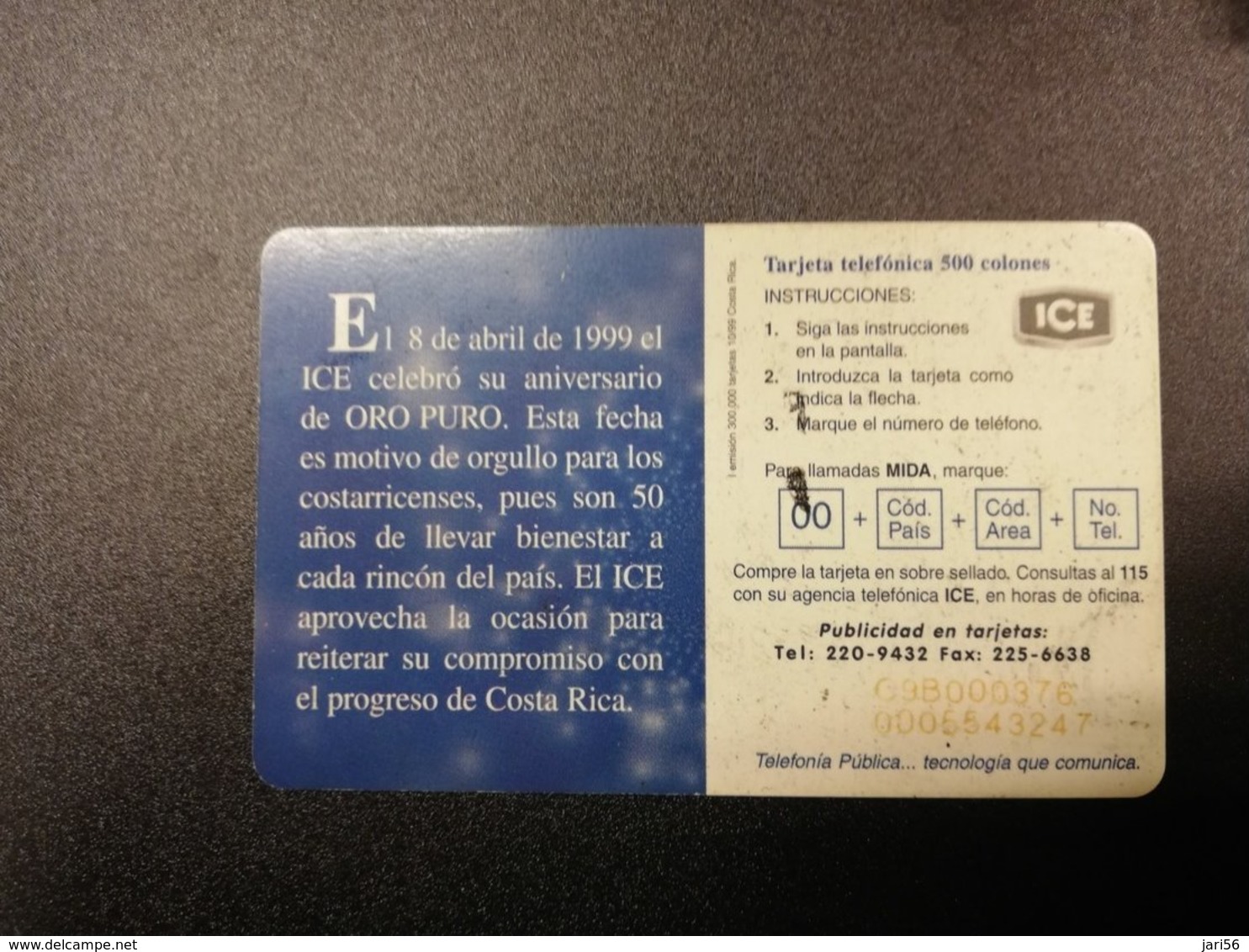COSTA RICA 500 COLONES   CHIPCARD   Fine Used Card  ** 791** - Costa Rica