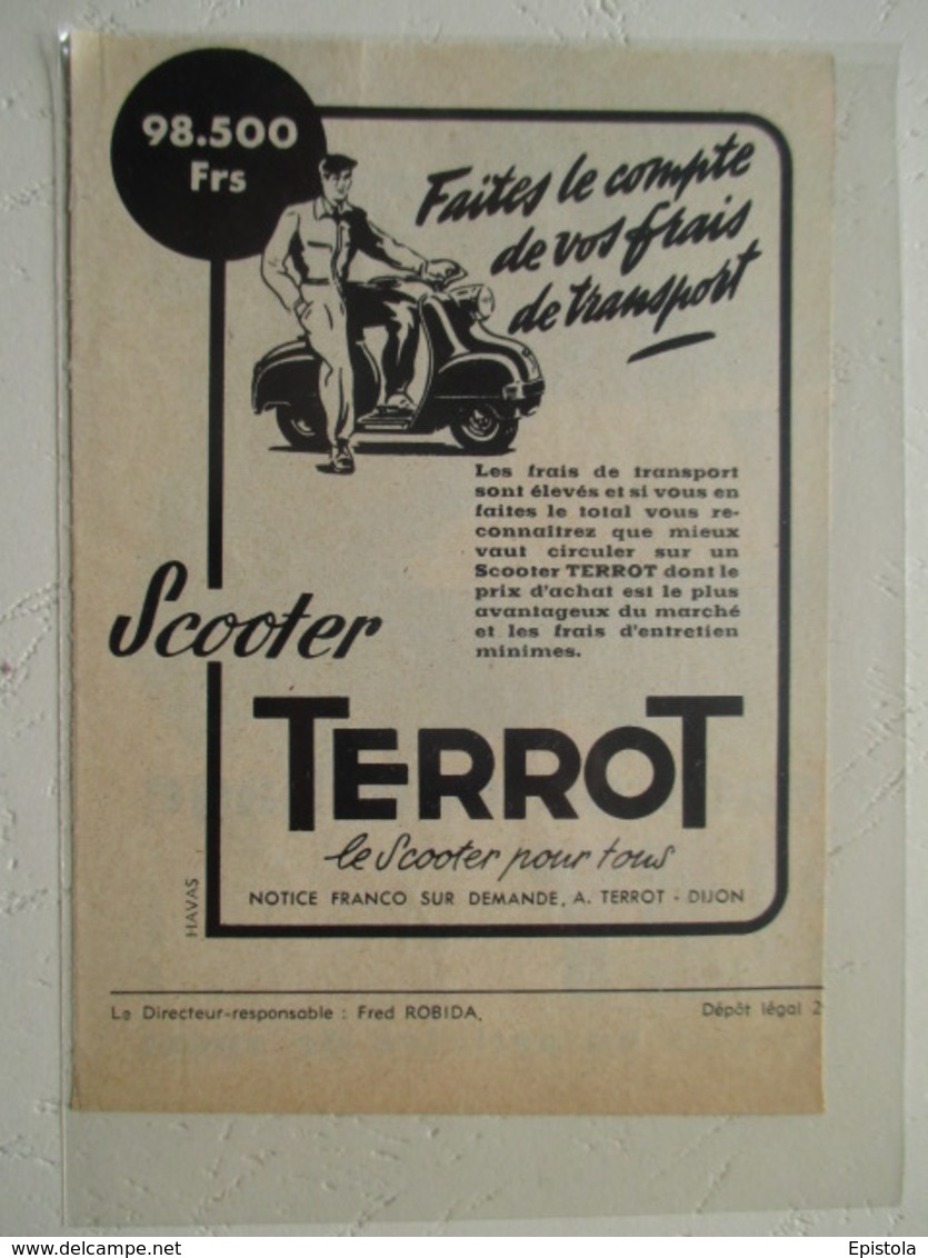 Scooter Moto  "  TERROT Dijon  " - Coupure De Presse De 1957 - Motos