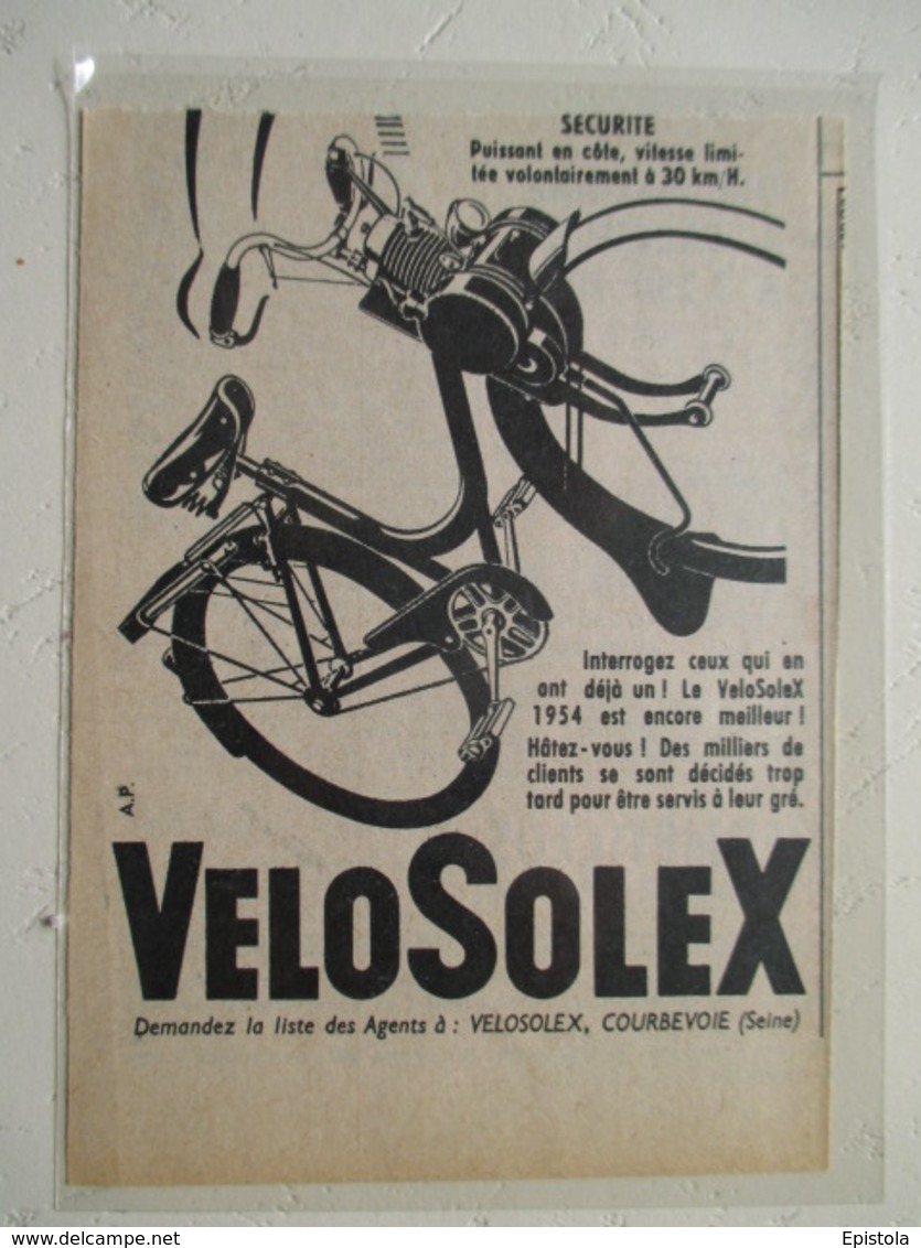 Cyclomoteur   "VELO SOLEX Courbevoie " - Coupure De Presse De 1957 - Motos