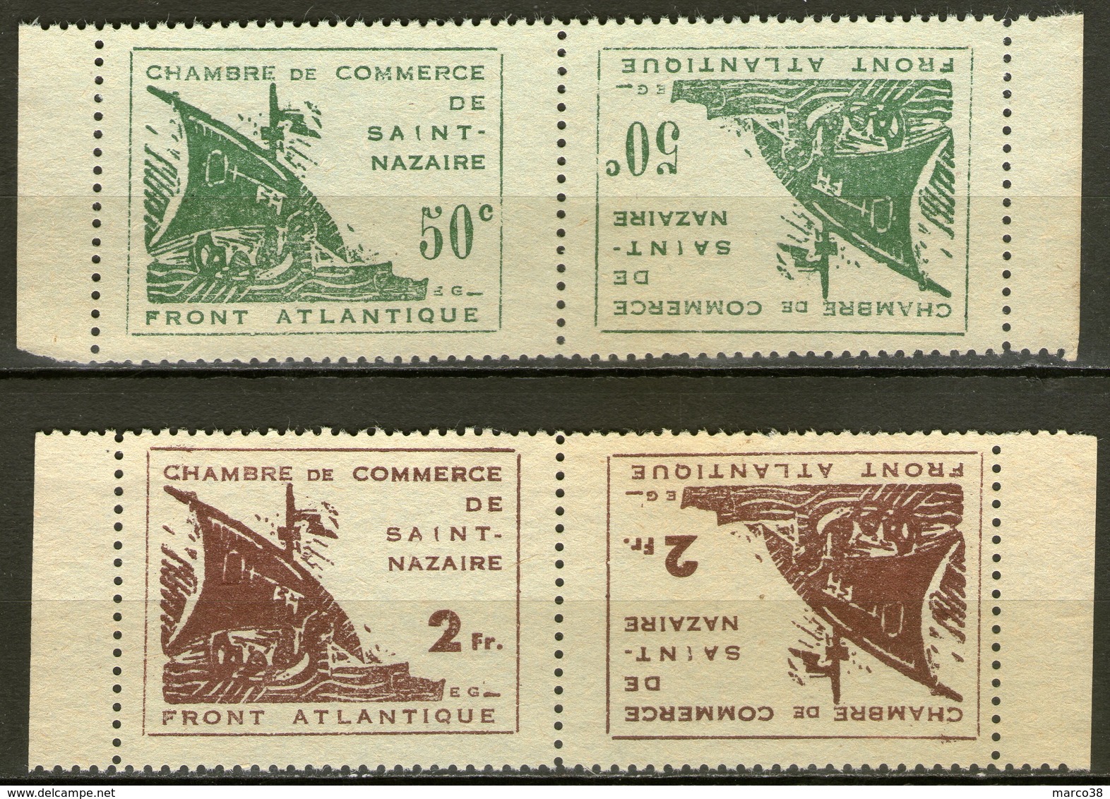 Timbres De Guerre N°8a+9a NSG (tête-bêche), Bons FAUX Anciens ! - Francobolli Di Guerra