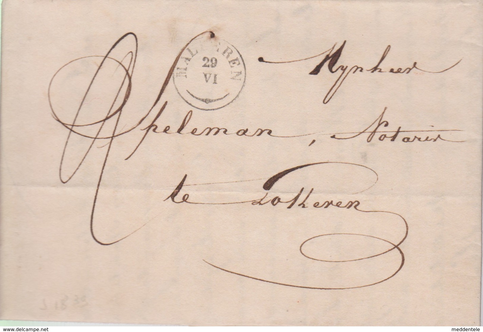 Lettre MALDEREN Supprimé - Bureau De Distribution Cachet Type 18 - 20/6/1839 Vers LOKEREN   - SUPER Et RRRRRR - 1830-1849 (Belgica Independiente)