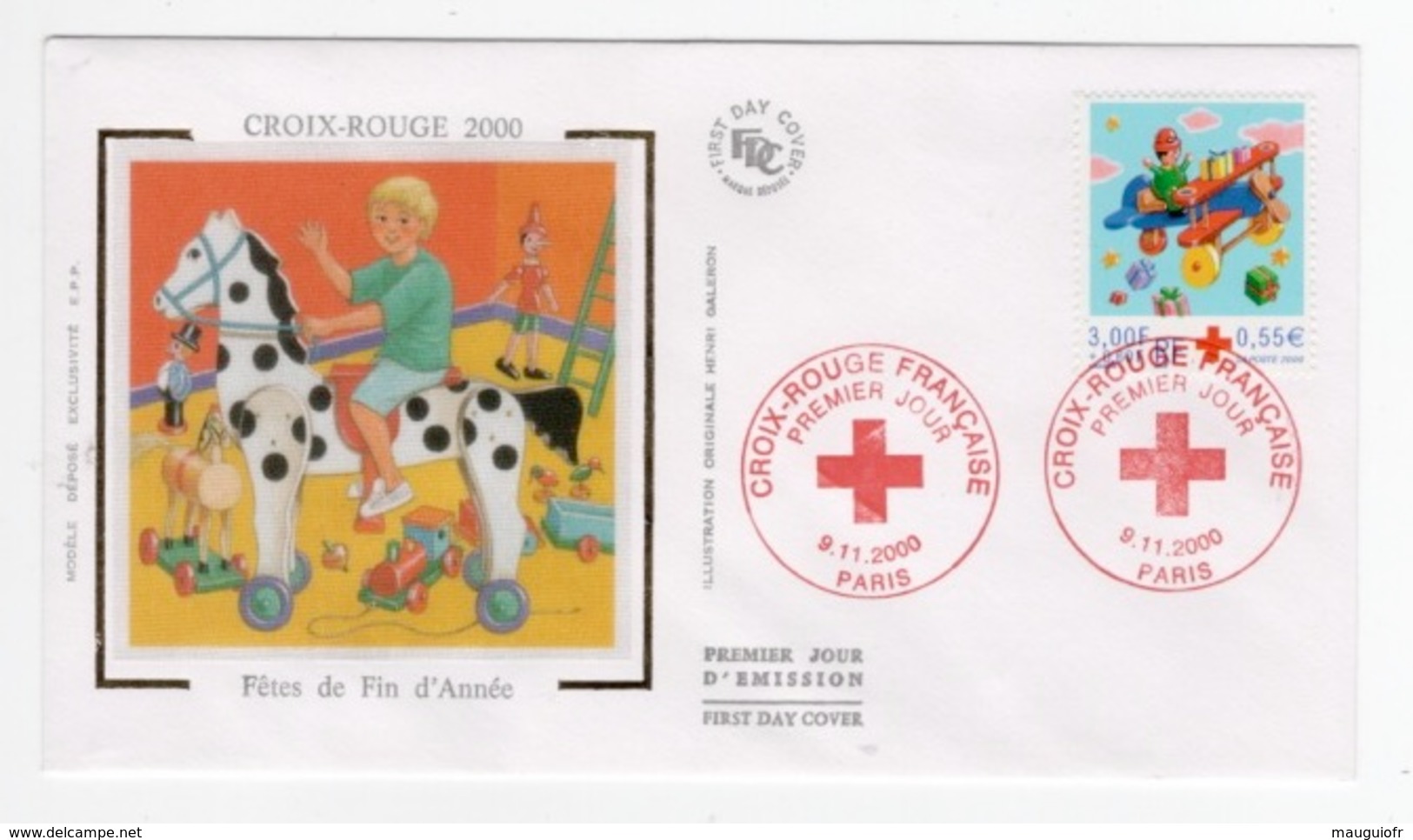 DF / FDC DU TP 3362 CROIX ROUGE FÊTES DE FIN D' ANNÉE CHEVAL DE BOIS JOUETS / OBL. PARIS - 2000-2009