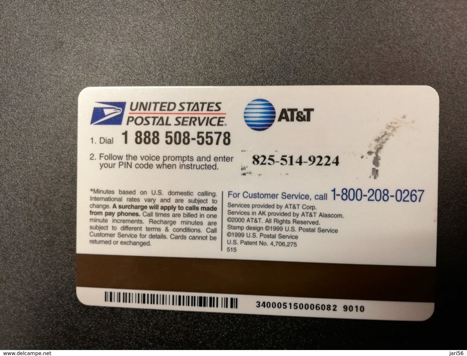 UNITED STATES AMERICA   AT&T STAMP ON CARD FISCH 30 MINUTES   PREPAID     ** 828** - AT&T