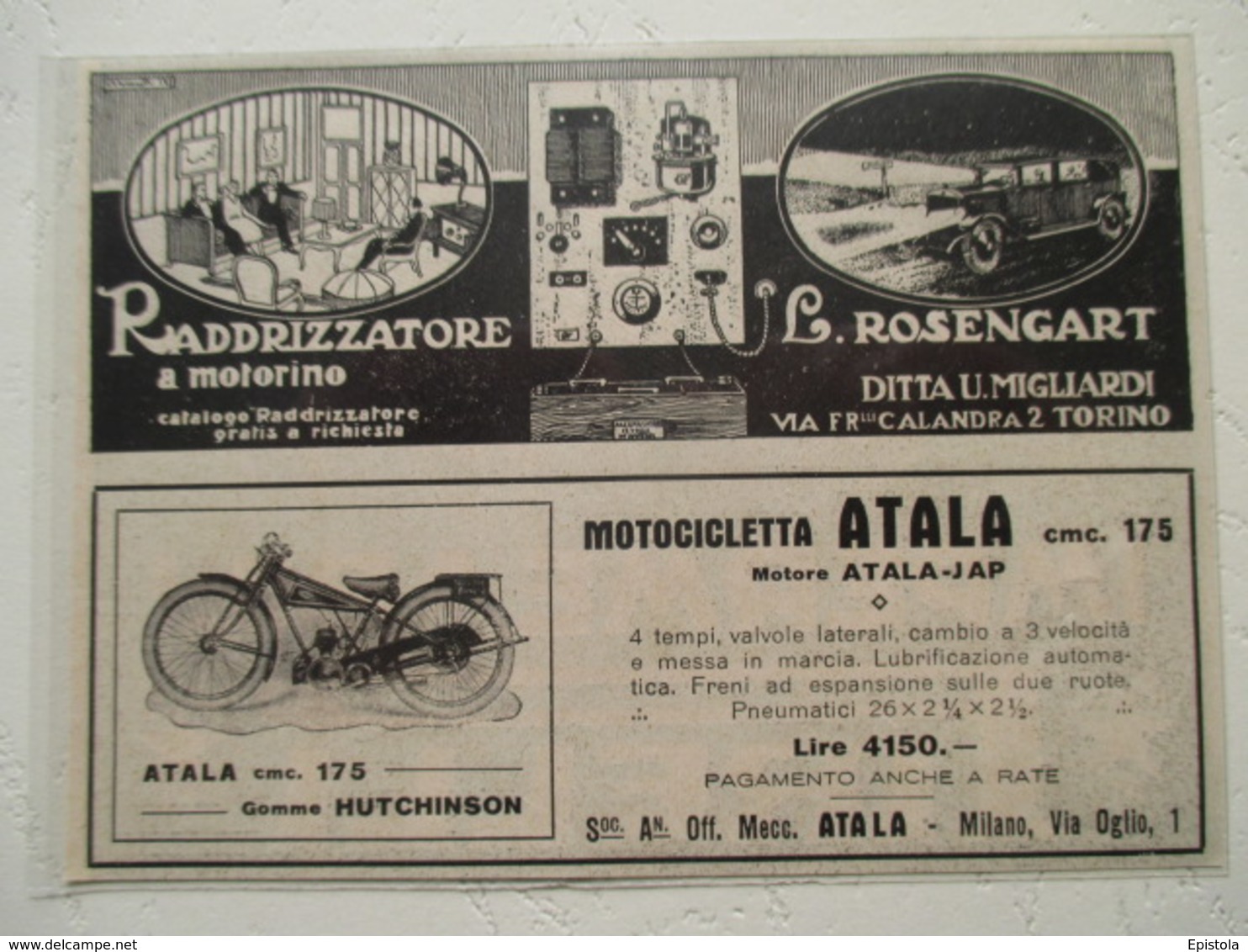 Motocyclette Italienne  "  ATALA JAP Miano   175 Cm³­ " - Coupure De Presse De 1932 - Motos
