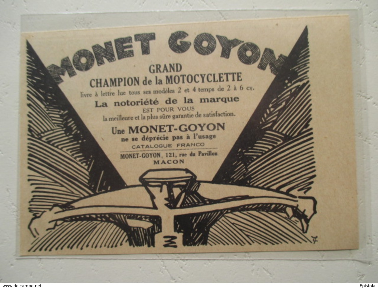 Motocyclette Ets MOTO  -MONET GOYON Macon   - Coupure De Presse De 1929 - Motos