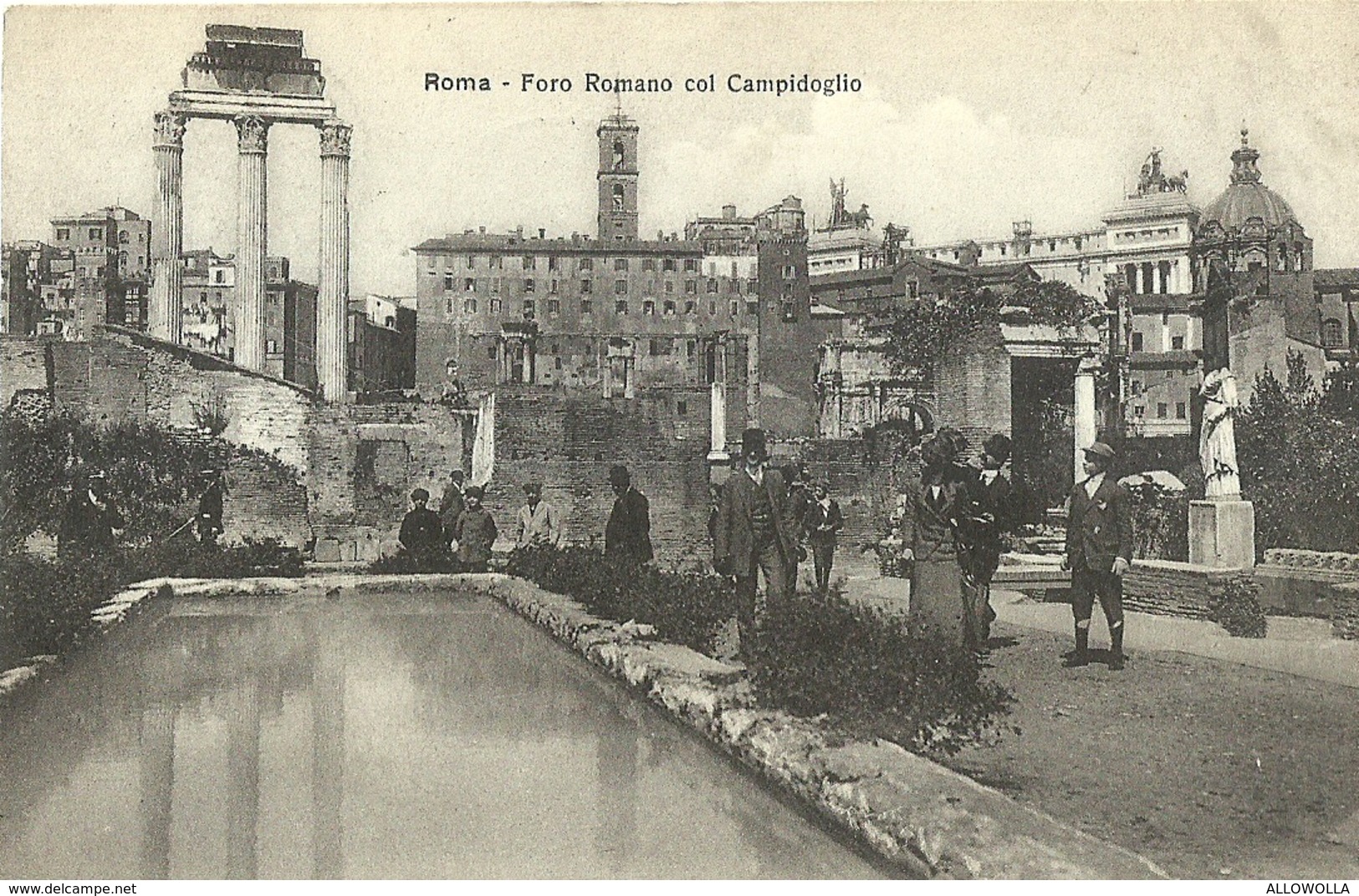 6943 " ROMA-FORO ROMANO COL CAMPIDOGLIO "ANIMATA -CART. POST. ORIG. SPEDITA 1913 - Altri & Non Classificati