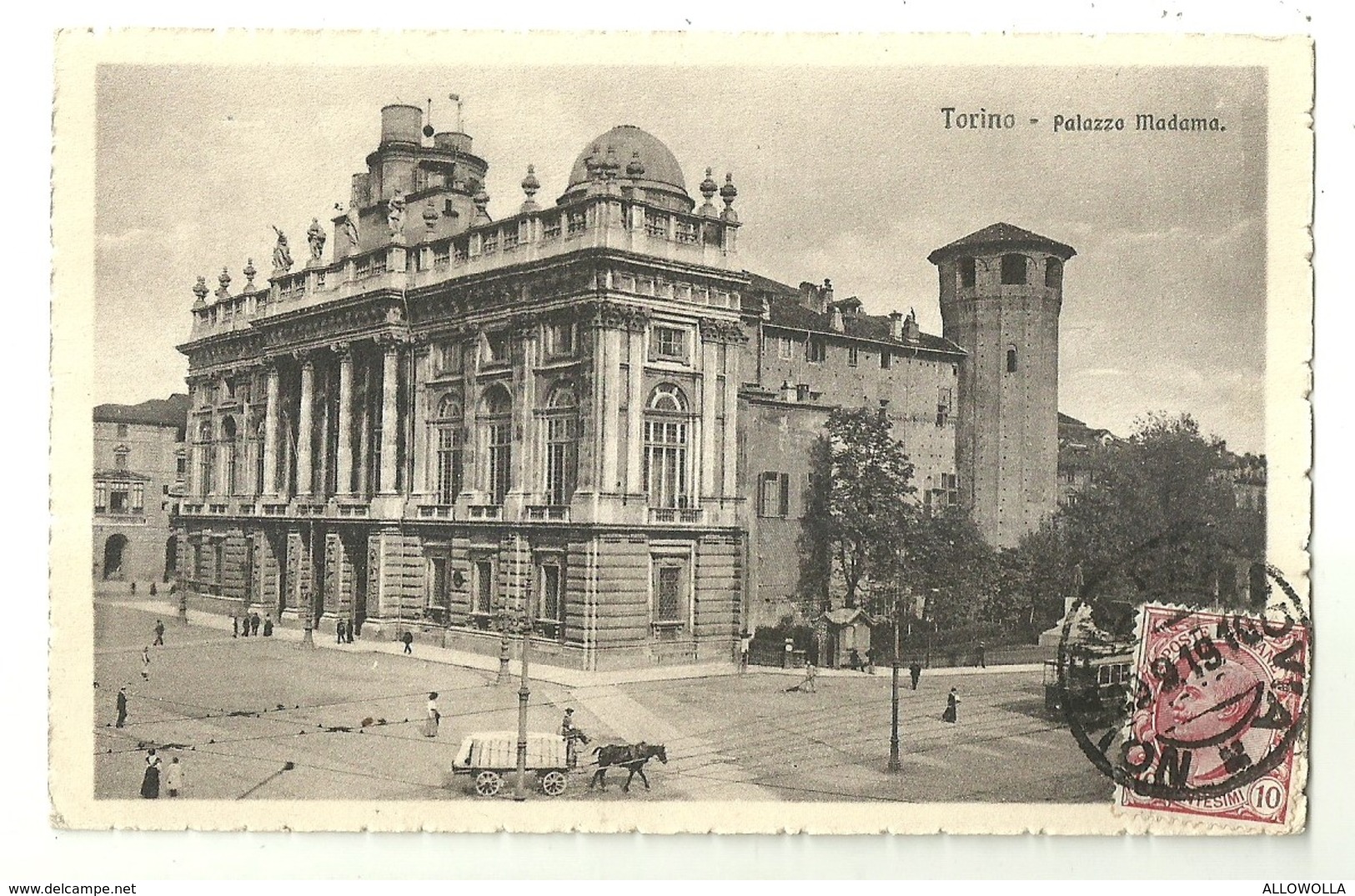 6945 " TORINO-PALAZZO MADAMA "ANIMATA-TRAMWAY -CART. POST. ORIG.SPEDITA 1919 - Palazzo Madama