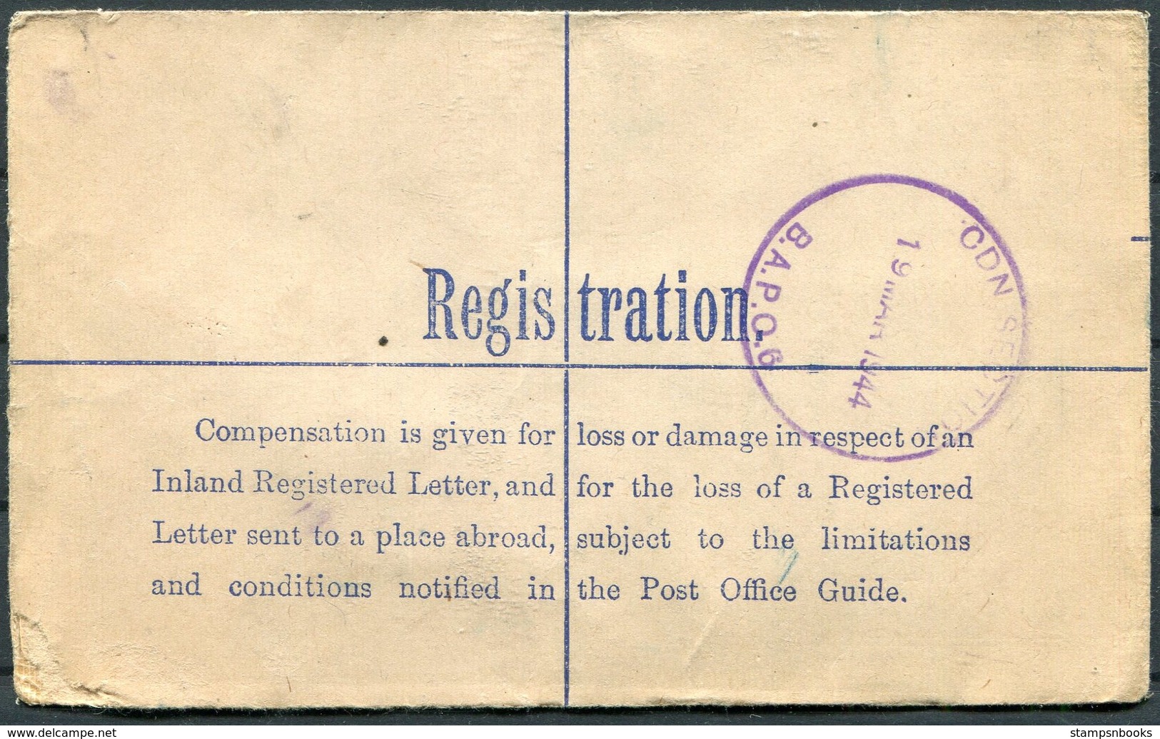 1944 GB Registered Letter Stationery, Field Post Office 524 Italy - Canadian Bank Of Commerce, London. B.A.P.O.6 Censor - Lettres & Documents