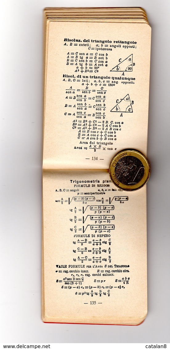 P0064 LIBRETTO PRONTUARIO TAVOLE USUALI FORMULE MATEMATICA GEOMETRIA TRIGONOMETRIA PER STUDENTI E TECNICI - Altri & Non Classificati
