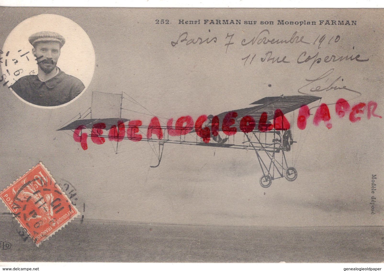 AVIATION -  HENRI FARMAN SUR SON MONOPLAN FARMAN - 1911-  AVION - Aviateurs