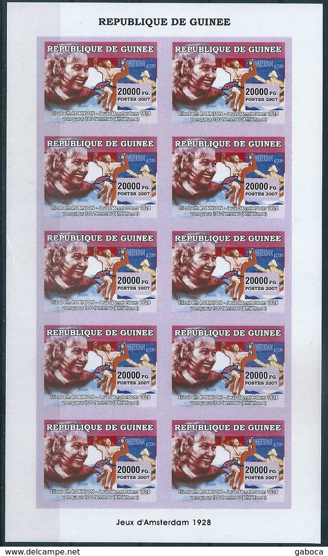 B8692 Guinea 2007 Summer Olympic 1928 Amsterdam Athlete Mi4553B Imperf Sheet Of 10 Stamps - Ete 1928: Amsterdam