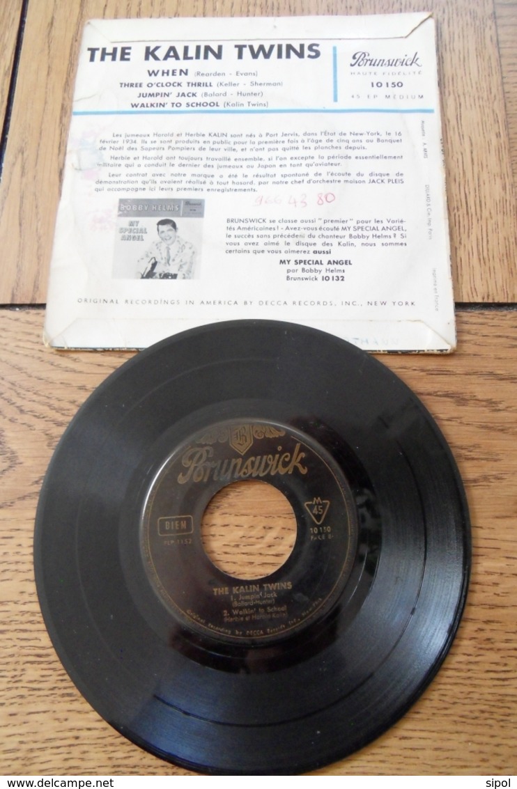 Disque 45 Tours Dans Sa Pochette  D Origine : The Kalin Twins  '' When ''  Années 1955/60 - 45 T - Maxi-Single