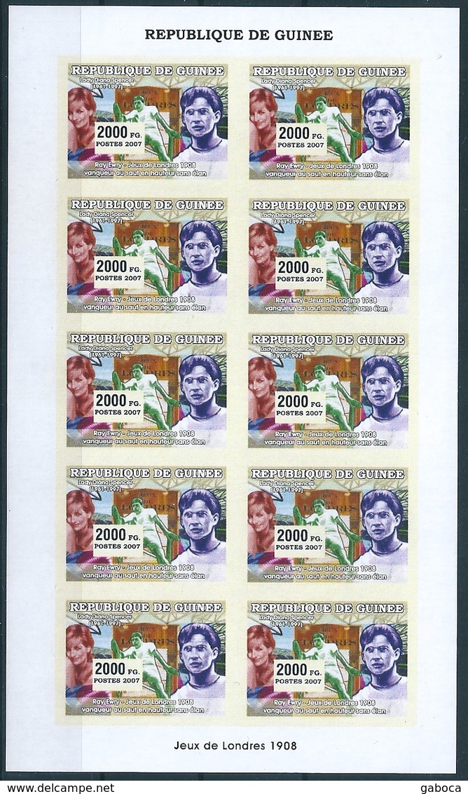 B8702 Guinea 2007 Summer Olympic 1904 1900 1908 Athlete Imperf Mi4548B Sheet Of 10 Stamps - Summer 1908: London