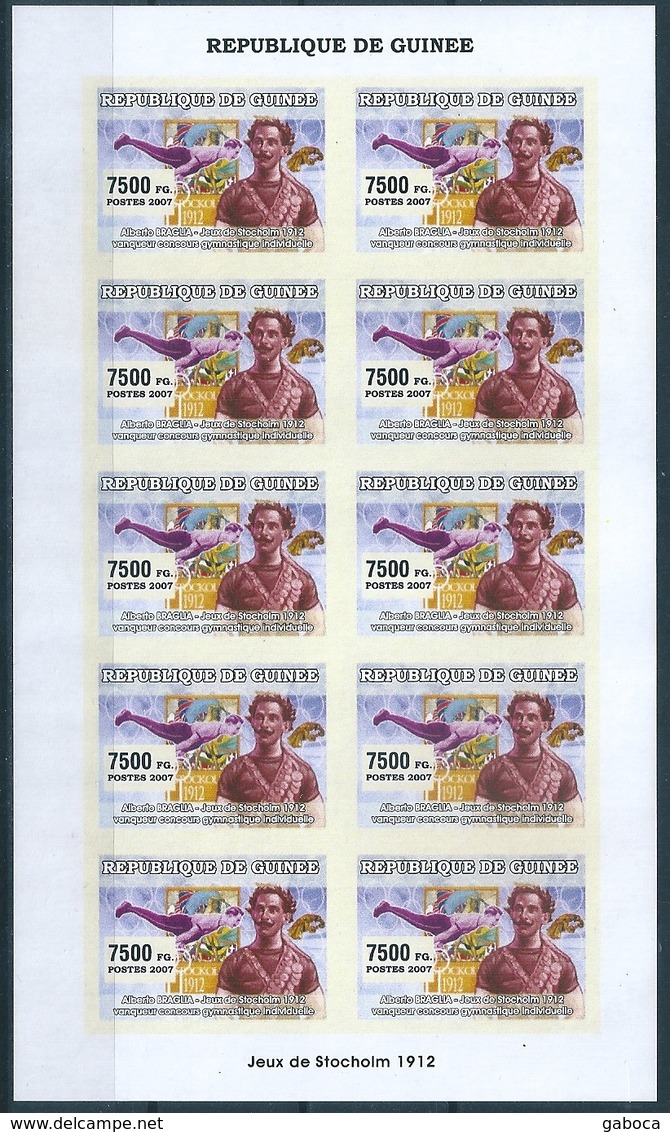 B8703 Guinea 2007 Summer Olympic 1912 Stockholm Athlete Mi4549B Imperf Sheet Of 10 Stamps - Verano 1912: Estocolmo