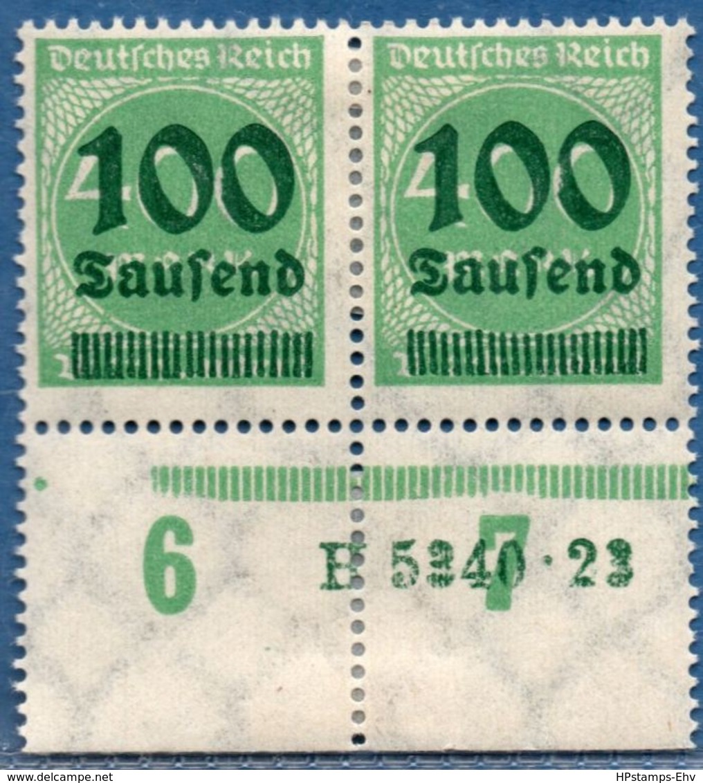 Deutschland Hochinflation 100 Tausend / 400 Mk Han Nummer H 5340-23 Dunkelgrün, Paar Mit Falz, Germany 3002.3019 - Unused Stamps