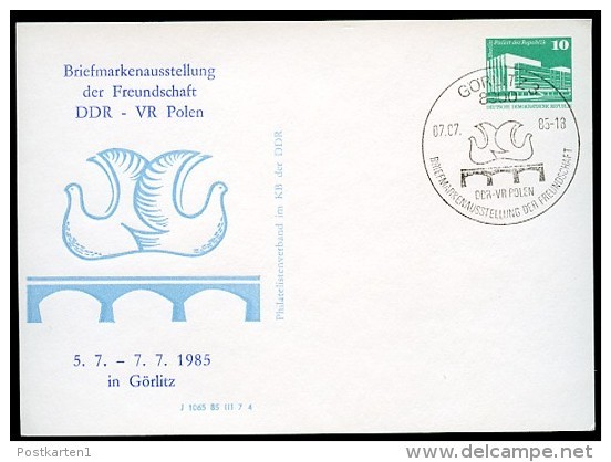 DDR PP18 D2/015 Privat-Postkarte AUSSTELLUNG DDR-POLEN Görlitz Sost.1985  NGK 4,00 € - Cartes Postales Privées - Oblitérées