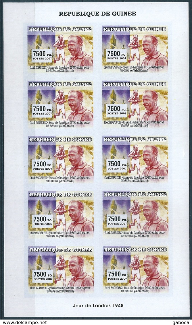 B8715 Guinea 2007 Summer Olympic 1948 London Athlete Mi4558B Sheet Of 10 Stamps - Ete 1948: Londres