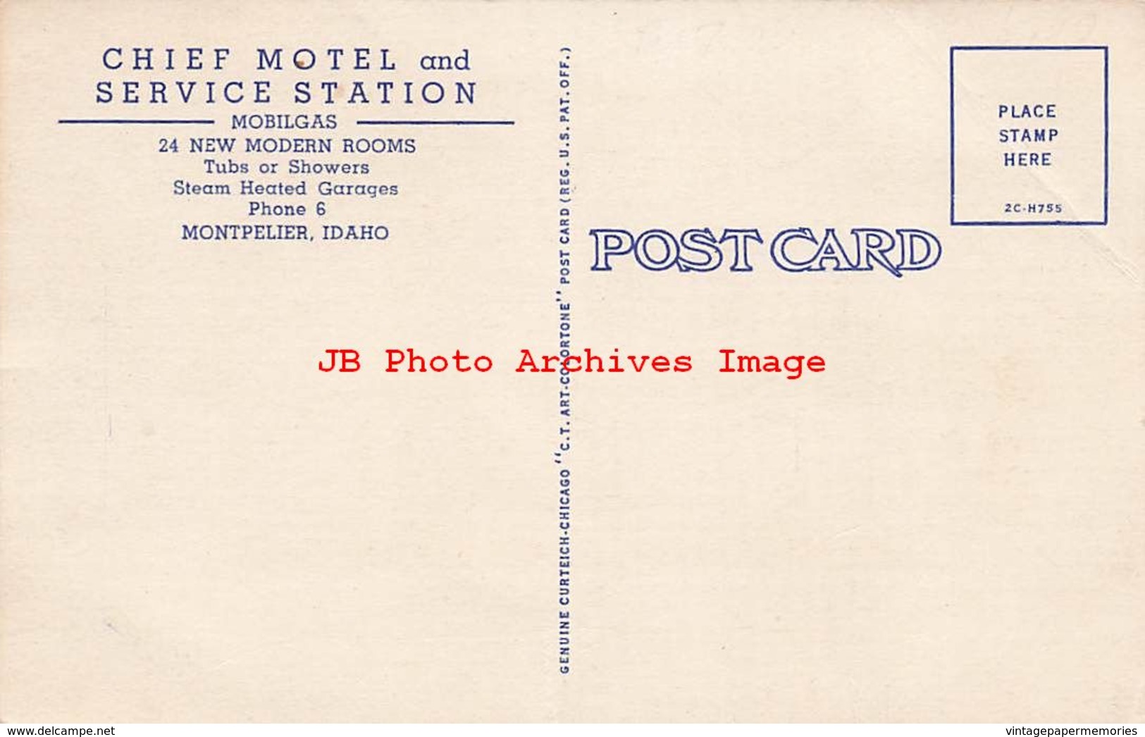 320259-Idaho, Montpelier, Chief Motel & Mobilgas Gas Station, Curteich No 2C-H755 - Altri & Non Classificati