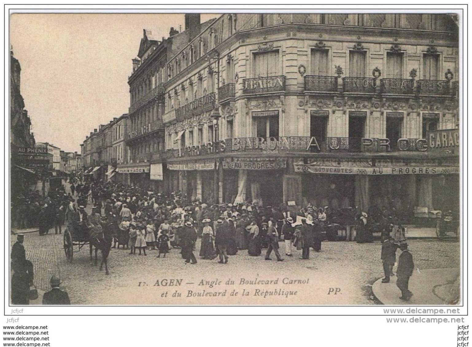 Cpa..47..AGEN..LOT ET GARONNE..ANGLE DU BOULEVARD CARNOT ET DU BOULEVARD DE LA REPUBLIQUE..TRES ANIMEE.. - Agen