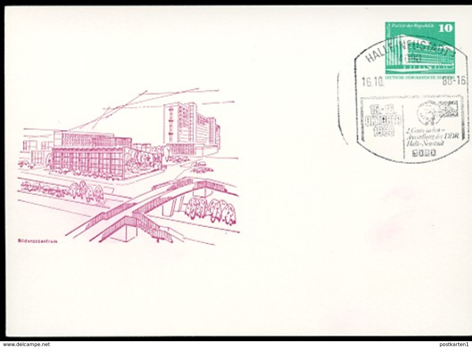 DDR PP18 D2/017 Privat-Postkarte FARBAUSFALL GRAU Halle-Neustadt Sost.1988 - Cartes Postales Privées - Oblitérées