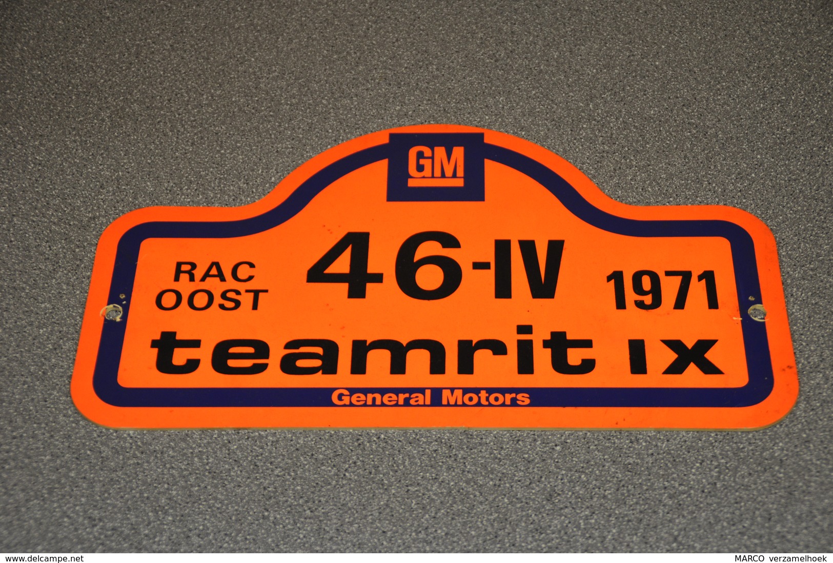 Rally Plaat-rallye Plaque Plastic: 9e Teamrit 1971 GM General Motors RAC-oost - Rallyeschilder