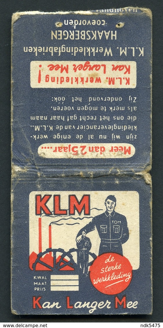 MATCHBOOK : KLM - KAN LANGER MEE - Matchboxes