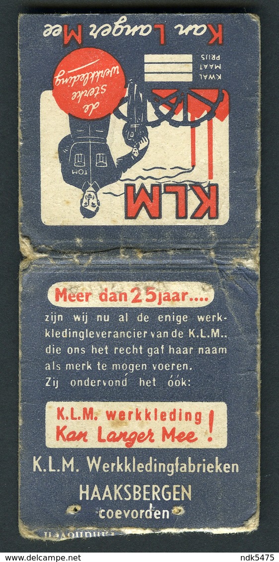 MATCHBOOK : KLM - KAN LANGER MEE - Matchboxes