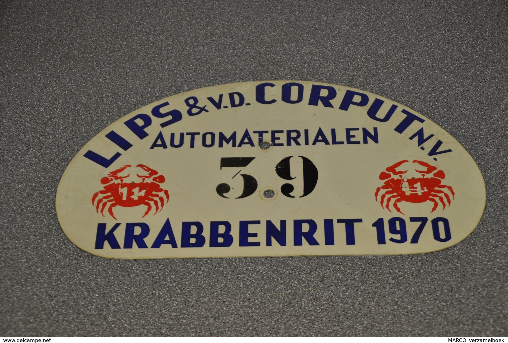 Rally Plaat-rallye Plaque Plastic: Krabbenrit 1970 Krabbenrijders Lips & Van Den Corput Nv. Breda - Plaques De Rallye