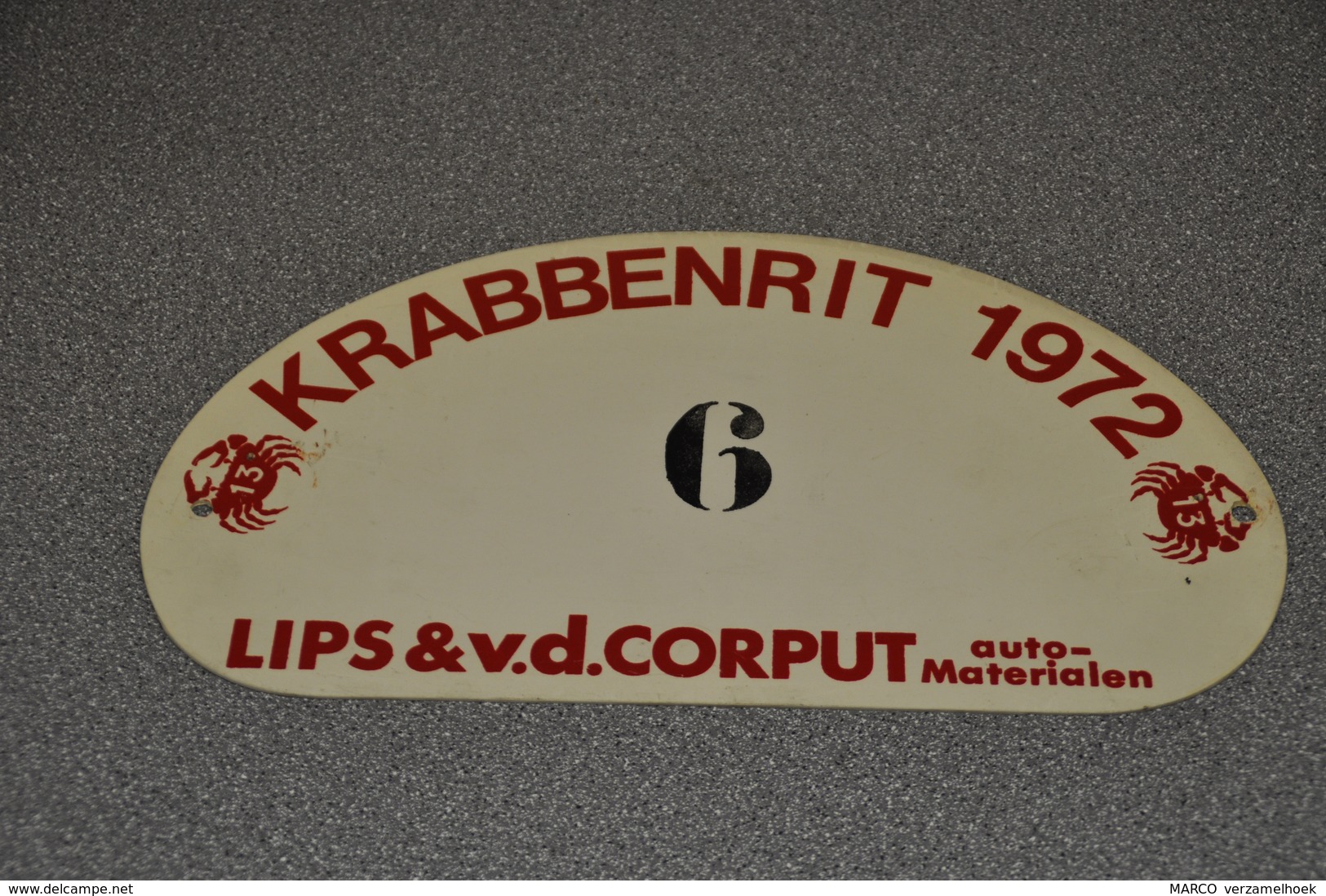 Rally Plaat-rallye Plaque Plastic: Krabbenrit 1972 Krabbenrijders Lips & Van Den Corput Nv. Breda - Rally-affiches